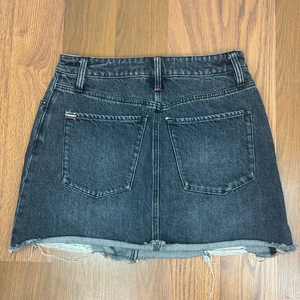 ALICE + OLIVIA Denim Short Skirt Mini Black Distressed Women High Rise Jean 26 2